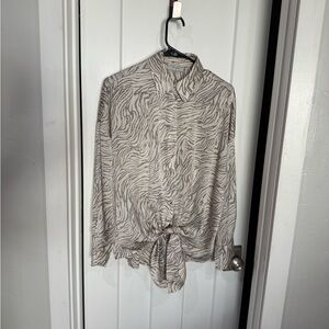 Dress Forum Beige and Gray Animal Print Blouse